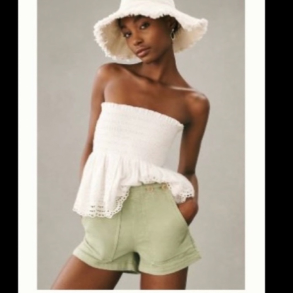 Anthropologie by Pilcro The Kit High Rise Utility Shorts Moss Green Size 27